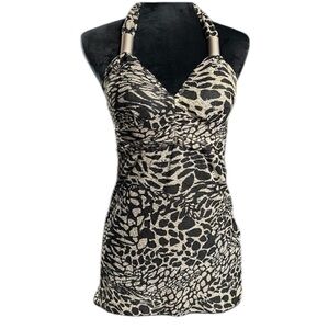 (EUC) CUTE BLACK AND TAN HALTER TOP SZ M